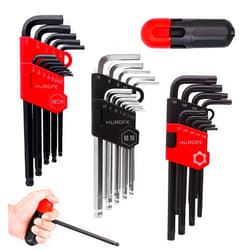 HUROFE Hex Key Allen Wrench Set, 35-Piece Long Arm Inch/Metric/Torx Ball End with T-Handle, Chrome Vanadium Steel