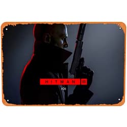 GNTOET Hitman 3 Video Game Poster Tin Sign for Wall Decorative Metal Signs Living Room,Office, College Dorm, Children's Room, Games Room, Coffee Shop, Library, Classroom, Gym, or Office 8x12 Inch