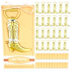 Youyole 24 Pcs Cowboy Boot Bottle Openers Wedding Party Favors Metal Stainless Steel Bottle Openers with Exquisite Packaging for Wedding Birthday Anniversary, Gold