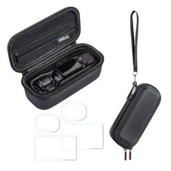 Gaekol Osmo Pocket 3 Carrying Case, Portable PU Leather Handbag Travel Case with 2 Set Screen & Lens Protector for DJI Osmo Pocket 3 Standard Combo Accessories