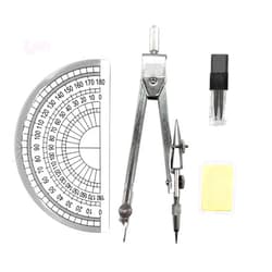 BlingKingdom Drawing Compass Set with Lead Refills and Eraser Maths Protractor Set Metal Math Geometry Kit Stainless Steel Scribing Tool for Architects Engineers Secondary School Students Teacher