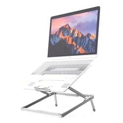 Oumaga Laptop Stand for Desk, Height Adjustable Laptop Riser Aluminum Portable Laptop Holder, Holds All Laptops and Notebook up to 17.3 Inch, Silver