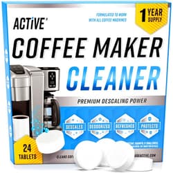 ACTIVE Coffee Machine Cleaner Descaler Tablets - 24 Count, Compatible With Nespresso, Keurig, Ninja, Delonghi, Miele, Coffee Maker Pot Descaling & Cleaning Tabs, Descale Drip Coffe And Espresso Machines