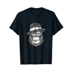 Male Gorilla - Primate Gangster Gorilla head - Gorilla male - Monkey Ringleader - Primate T-Shirt