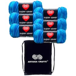 Red Heart Super Saver Macaw E300B-3944 (6-Skeins - Same Dye Lot) Worsted Medium #4 Acrylic Yarn for Crocheting and Knitting with Project Bag