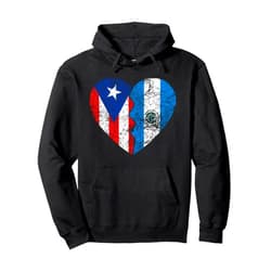 El Salvador Puerto Rico Flags Pride Vintage Tee Salvadoran Puerto Rican Flags | Puerto Rico El Salvador Pullover Hoodie