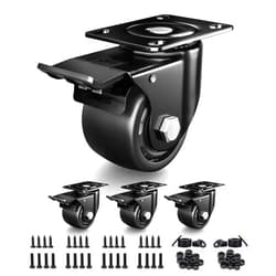 ANDUTEES 3 Inch Heavy Duty Casters Set of 4, Load 4400lbs, Locking Swivel Plate Industrial Casters with Double Ball Bearings, Low Gravity Center Castor Wheels for Furniture, Workbench, Equipment