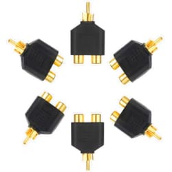 Psyqtsuary 6 PCS RCA Y Splitter Plug Adapter 2 Female to 1 Male, Stereo Male to Dual RCA Female Audio Breakout Adapter, Gold Plated Male Stereo to 2 RCA Female Jack Y Plug Audio Converter for Video Av TV Cabley