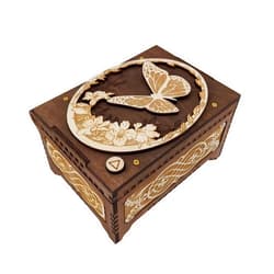 Davidson Workshop Butterfly Custom Song Music Box, Personalize with Photo Print & Text, Plays Any Song