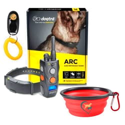 Dogtra ARC Dog Training Collar - 3/4 Mile Range, Waterproof, Rechargeable, Static, Vibration, Fits 15lbs & Up, Includes Free Essential Pet Products Training Clicker and Collapsible Food and Water Bowl