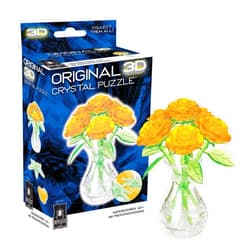 BePuzzled | Roses in Vase Original 3D Crystal Puzzle, Ages 12 and Up, Yellow