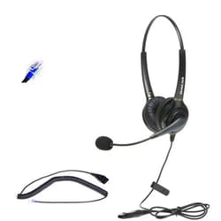 OvisLink Dual Ear Call Center Headset Phone Compatible with Mitel Phone | Noise Canceling Microphone | RJ9 Headset Quick Disconnect Bottom Cord Included