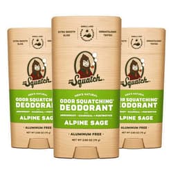 Dr. Squatch Natural Deodorant for Men 3 Pack Alpine Sage – Odor-Squatching Men's Deodorant Aluminum Free (2.65 oz, 3 Pack)