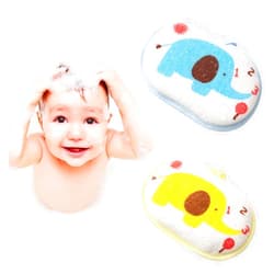 Hokoad Baby Bath Sponge, 2 Pack Cartoon Animal Style Baby Sponge for Bathing, Infants Bath Sponge Ultra Soft & Absorbent Natural and Safe Great for Sensitive Skin, for Boys & Girls (Elephant)