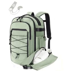 BAGSMART Carry On Travel Backpack, 17.3 Inch Large Travel backpack Carry On Flight Approved, Anti-theft Personal Item Backpack Travel Bag With Shoe Bag, 30L Water Resistant Casual Daypack, Green