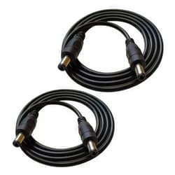 DZYDZR 2pcs 1 Meter 2.5mm x 5.5mm DC Extension Cable Black 22 AWG Copper Wire Male to Male Plug Max 24V 3A (3.3ft)