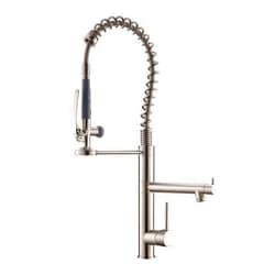 AIMADI Commercial Kitchen Faucet with Pull Down Sprayer,AIMADI Modern Single Handle High Arch Pre-Rinse Spring Kitchen Sink Faucet,Brushed Nickel