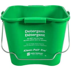 San Jamar Kleen-Pail Pro Detergent Pail Cleaning Bucket with Bail Handle for Cleaning, Kitchens, Restaurants, And Janitorial Use, Plastic, 6 Quarts, Green