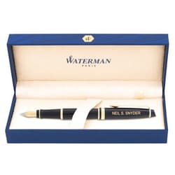 Waterman Expert Fountain Pen, Black Lacquer with 23k Gold Trim, Custom Engraved — Retirement, Board Recognition, or Executive Gift