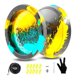 WATIEOBOO YOYO Responsive Yoyo Professional,C130 Fingerspin Yo yo for Kids Adults Beginner Metal Unresponsive Yoyos for Adults Advanced Player with Yoyos Strings-Black Green Yellow