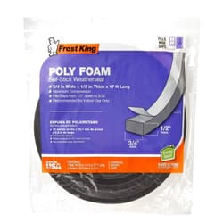 Frost King L346 Self-Adhesive Open Cell Tape, 17 Ft L X 3/4 in W 1/2 in T, Polyfoam, Charcoal