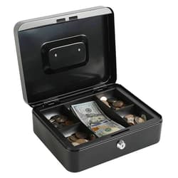 xydled Locking Steel Large Cash Box with Removable Coin Tray and Key Lock,9.84