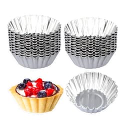 ISKYBOB 20 Pack Egg Tart Aluminum Cupcake Cake Cookie Mold Tin Reusable Baking Tool Baking Cups (L)