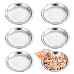SynHHergyx 6 Pcs Hermit Crab Food and Water Bowl Hermit Crab Small Water Dish Tiny Stainless Steel Feeding Dish for Hermit Crab Snail Gecko Insect