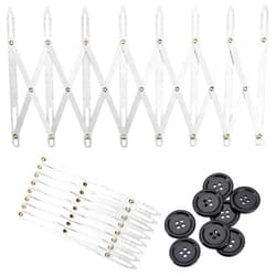 Weewooday 9 Pieces Expanding Aluminum Sewing Gauge Quilting Button Sewing Tool 24 Inch Equal Space Divider Expandable Tools with Black Buttons for Crafting Pleating Button Space