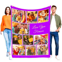 MAZAOTEU Custom Blanket with Picture Photos Text, Personalized Mothers Day Birthday Gifts Love You Forever Blanket for Adult Mom Dad Grandma Grandpa Friends Family
