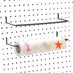 AccEncyc 2 Pack Pegboard Towel Holder Pegboard Hooks for Paper Towels, Kitchen Towels, Stickers, Tapes Great Peg Board Organizer Accessories for Workshop, Garage, Kitchen