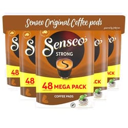Senseo Strong Dark Roast Coffee Pods, 5 Packs, 240 Count, Bold Flavor, Crema Layer on Top, Compatible with PeleCom Machine