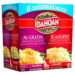 Idahoan Potatoes Idahoan Au Gratin and Scalloped Homestyle Casserole Potatoes, Made with Gluten-Free 100-Percent Real Idaho Potatoes, Combo Pack of 6 Boxes (5 Servings Each)