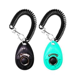 OYEFLY Dog Training Clicker with Wrist Strap Durable Lightweight Easy to Use, Pet Training Clicker for Cats Puppy Birds Horses. Perfect for Behavioral Training 2-Pack (Black and Water Lake Blue)