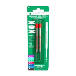 Monteverde Capless Gel Ballpoint Refill to Fit Parker Ballpoint Pens, Fine Point, Red, 2 per Pack (P422RD)