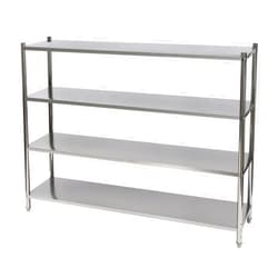 LIAPDG 4-Layer Stainless Steel Shelving, 70.9 x 17.7 x 59.1 Inch Floor Standing Commercial Restaurant Kitchen Shelves Unit Adjustable Silver Rectangular Storage Racks of Each Layer Accept 330 Lbs