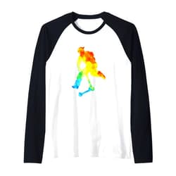 Scooter Skating Lover Scooter Driver Gift Abstract Scootering Polygon Tie Dye Art Scooter Stunt Raglan Baseball Tee