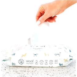 The New Zealand Natural Pet Food Co. WOOF Dog Wipes - Pet Wipes for Body, Eyes, Ears & Paws, with Manuka Honey, 26.5 oz - 80 Wipes