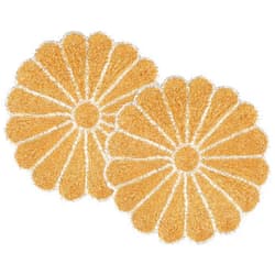 Alpha Living Home Round Beaded Scallop Placemats for Dining Table - Pack of 2 Measure 13 inches Beaded Placemats Round for Gathering, Occasional Decoration and Family Parties Celebrations - Gold/Silver
