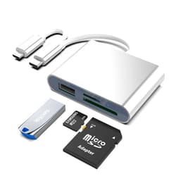 ELETRAND Type C + Micro USB to SD & TF Memory Card Reader Adapter, Dual Connector Card Reader for Android Smart Phones, Camera, Laptop and Tablet,Compatible with Windows/Mac OS/Linux, Silver