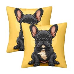 EVMILA 3D Printed French Bulldog Square Pillowcases Pillow Case Cushion Decorative Super Soft Pack of 2 Home Decor for Sofa Bedroom 45x45cm