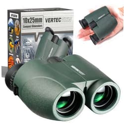 VERTECVIEW 10x25 Binoculars, Compact Binoculars for Adults; high Powered, Smooth Focus, Water Resistant, HD Optical, Excellent Choice for Bird Watching, Concert, Sports & Travel; Lightweight 246g.