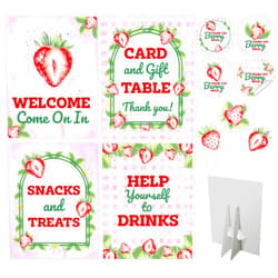 Bella and Bentley Novelty 80 Pcs Strawberry Shortcake Birthday Decorations Party - Strawberry Baby Shower Decorations - 4 Table Centerpieces Welcome Sign, 36 Cupcake Toppers, 40 Thank You Stickers