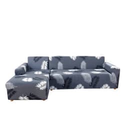 MIFXIN Sectional Sofa Covers L Shape Couch Slipcover 2 Piece Stretch Elastic L-Type Chaise Sectional Sofa Couch Furniture Protector for Living Room Pets Kids (Grey Black)