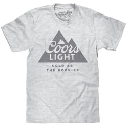 Tee Luv Men's Coors Light Beer Shirt - Cold As The Rockies Mountain Logo T-Shirt