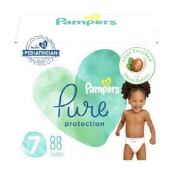 Pampers Baby Diapers - Pure Protection - Size 7, 88 Count, for up to 100% Leakproof, Premium Plant-based Skin Protection