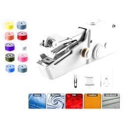 Minlend 29 Pcs Handheld Sewing Machine, Mini Sewing Machines, Hand Cordless Sewing Tool, More Friendly to the Handicapped, Easy-to-operate, Portable Sewing Threads Kit for DIY Clothes Fabrics Home Travel
