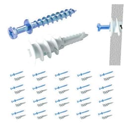 Ansoon #8 Self Drilling Plastic Drywall Anchors with Bear Claw Screw Hanger kit, 20pcs Self-Tapping Nylon Anchors + 20pcs Double-Headed Wall Picture Hangers Screws for D-Rings, Sawtooth,Wire