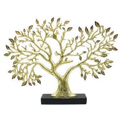 Lukitas Fortune Tree Statue and Sculpture Decor, Feng Shui Tree with Wooden Base Figurine, Luckly Wealth Decoration for Home Office Shelf, Resin L15''