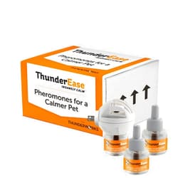 ThunderEase Dog Calming Pheromone Diffuser Kit | Powered by ADAPTIL | Vet Recommended to Relieve Separation Anxiety, Stress Barking and Chewing, and Fear of Fireworks & Thunderstorms (90 Day Supply)